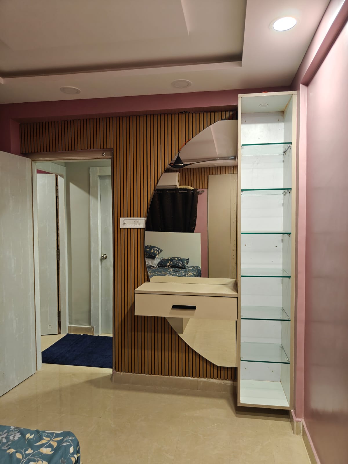 Bedroom wardrobe with dressing and storage unit