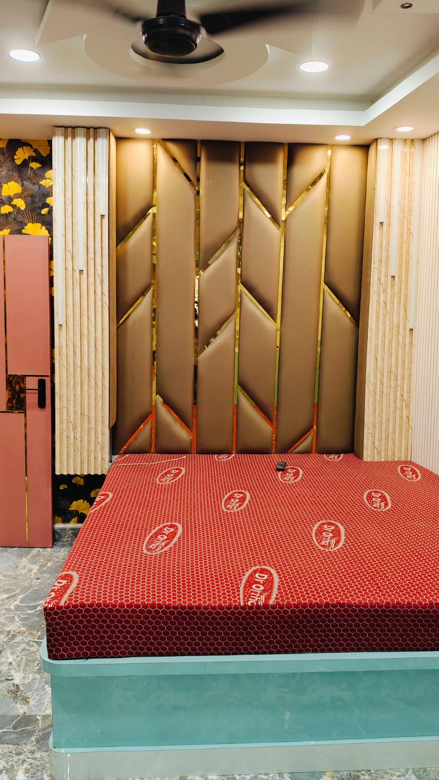 Wooden bedroom wardrobe shutter design